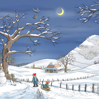 Adventskalendermotiv Schneespaziergang