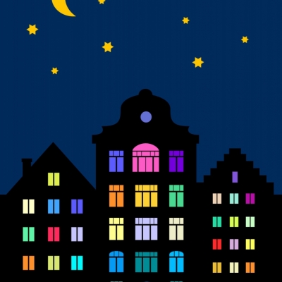 Weihnachtskarte " Bunte Fenster"