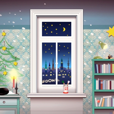 Weihnachtskarte "Blick auf die Stadt"